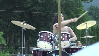 8. Callie Jane gets naked on stage and plays drums