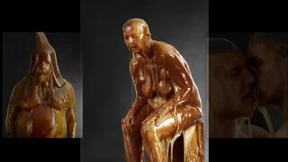 9. A nude model is drenched in honey and interviewed, starting at 01:44. From photographer Blake Little's 2015 "Preservation" photoshoot