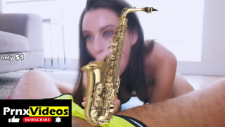 1. Lana Rhoades giving head: the c*** is censored (with a sax), but not her boobs