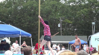 1. Naked girl on stage with chainsaws