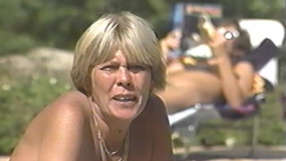 2. Vintage nudist blonde (0:36,2:06,6:01,11:15)... body painting MILF with hairy pussy (3:55)