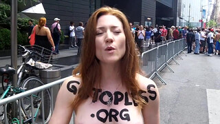 If you advocate for public toplessness, it helps if you look like her (0:42)