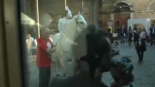 3. Naked white bunny-girl rides a white horse in “L’Anno Del Coniglio Bianco. By Franco Losvizzero 2011-Performance. Macro Museum”