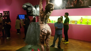 4. She bares her pussy while screaming “THIS IS NOT PORNOGRAPHY” in “Guillermo Gómez-Peña – Museo de Arte Moderno CDMX (Performance + Protest)”
