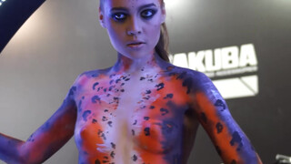 1. topless body painted girl