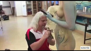 Big tits body painting