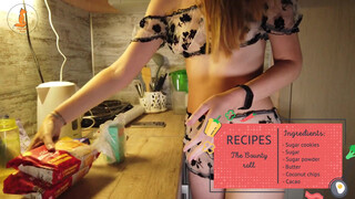 1. Foxy lingerie cooking show (The Bounty roll) 12.15 pussy clear as day.