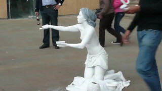 10. Topless living statue in Bogota, Colombia