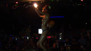 9. topless show on the bar