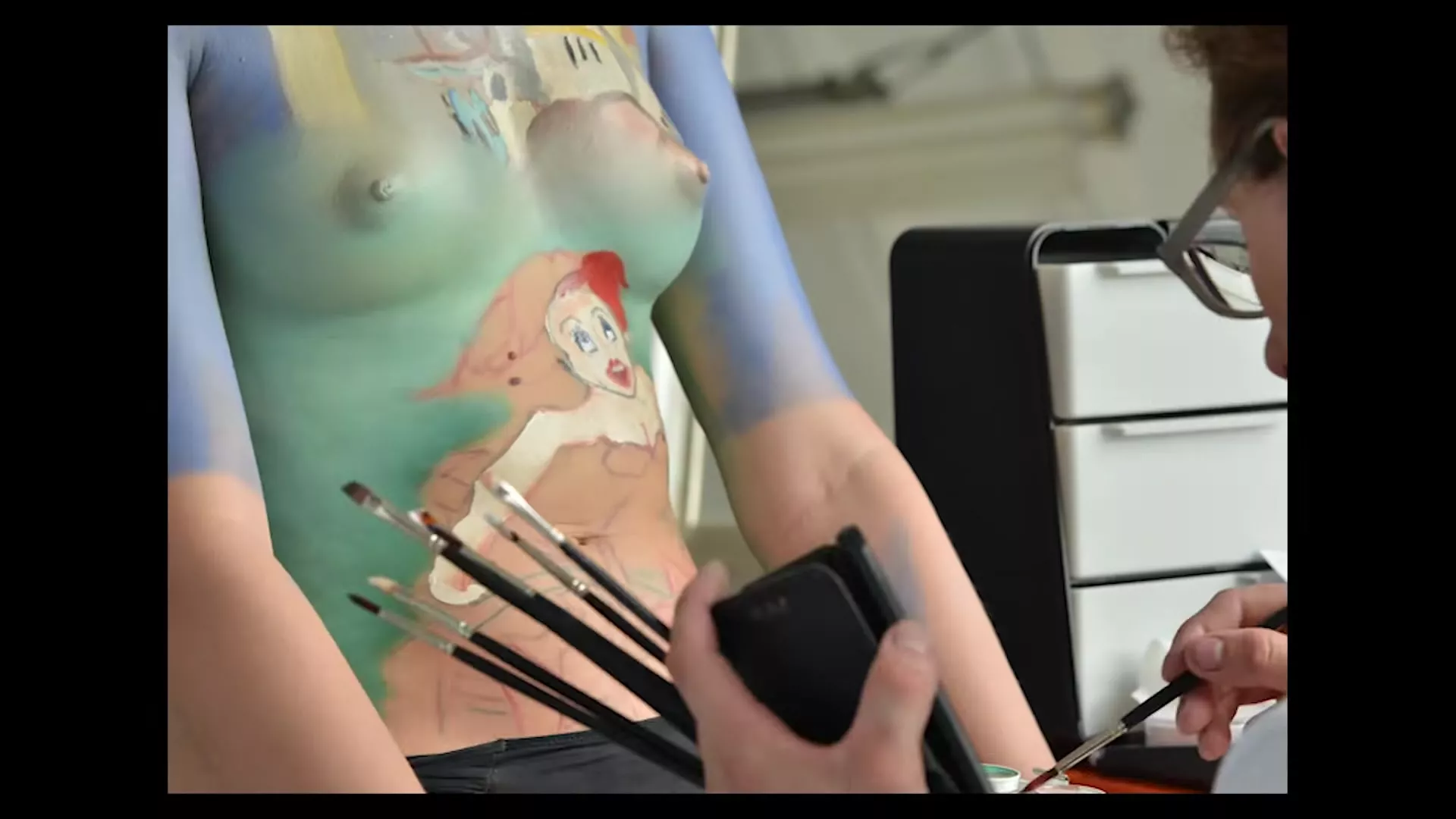 Body Painting performed Krystian Zawada Walt Disney The Little Mermaid 2017  | Nude Video on YouTube | nudeleted.com