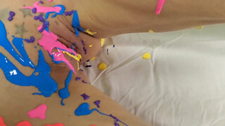 7. Dribbling paint on a naked woman (reupload) in “Bikini Nude Body Art Paint Asian nude body paint art”