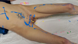 2. Dribbling paint on a naked woman (reupload) in “Bikini Nude Body Art Paint Asian nude body paint art”