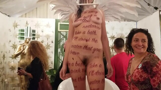 1. Bird bath and gold body paint at Nude Night Orlando