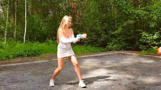 7. Pretty girls + super soakers = wet shirts at 3:25 in “NERF GUN GAME SUPER SOAKER EDITION”