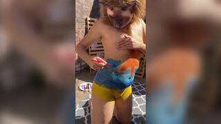 4. Jiggling her Fupa at 2:30 -Bikini Nude Body Art Paint Asian nude body paint art