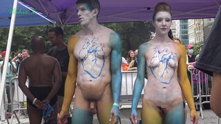 7. Pussy and penis visible for extended scene starting around 1:30 in “Body Painting Day 2021, New York City – Part 3”