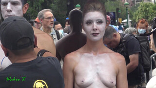 3. Pussy and penis visible for extended scene starting around 1:30 in “Body Painting Day 2021, New York City – Part 3”
