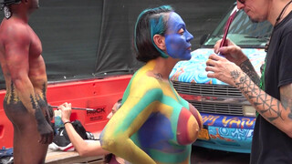 6. Male nudity throughout, female nudity at 1:09 in “BODY PAINTING : MR COOL”