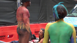 7. Male nudity throughout, female nudity at 1:09 in “BODY PAINTING : MR COOL”