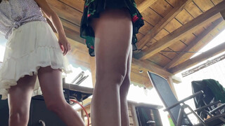 From start upskirts legs but 01:24, 01:28 shaved pussy under skirt and many more bare ass views of no panties girls
