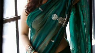 2. Indian model in transparent saree