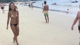 1. FREE THE NIPPLES: Topless Girl and Man With Bra REACTIONS 0:08 Sec