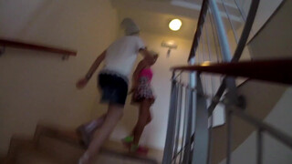 4. See through leggings at their best also slipped thong ass g-string at the balcony from 01:11