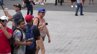5. Thin bodypainted girl shows off her naked body in public