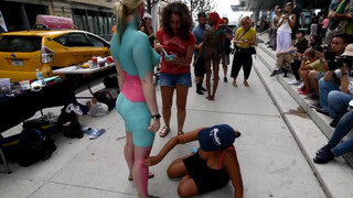 7. Beauty getting bodypainted showing off her great butt (and all of her other private bits as well)
