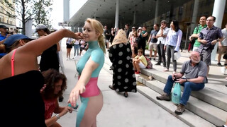 2. Beauty getting bodypainted showing off her great butt (and all of her other private bits as well)