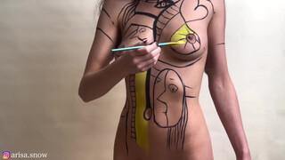1. AMAZING NUDE BODY PAINT! Happy Abstract Art! 4:45 best