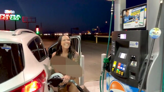 6. Husband dares his wife to pump gas naked. Poor censoring throughout