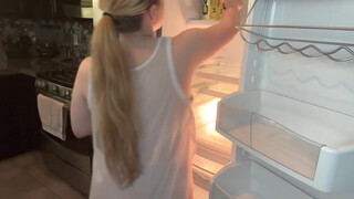 7. Cleaning fridge transparent dress from the video begin