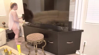 7. Dusting My Living Room in Sheer Nightgown No Bra No Panties