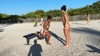 8. more fit girls exercize at Miami beach thigh and bottom at 0:50