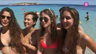 5. Beach titties, then another young perky titties girl giving an interview on the beach.