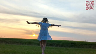 4. Walking in the field at sunset (See through pussy)