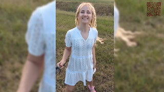 6. Walking in the field at sunset (See through pussy)