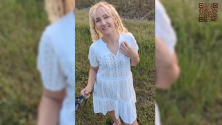 7. Walking in the field at sunset (See through pussy)