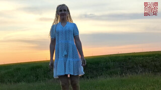 10. Walking in the field at sunset (See through pussy)