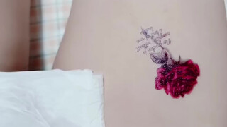 7. Rose tattoo… and thick and full bush (0:38)