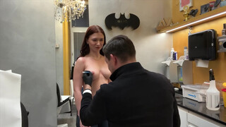 3. white girl with nice tits gets them pierced