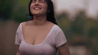 7. Enjoying in wet transparent dress