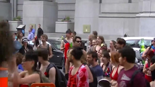 7. Nude protester with impressively full bush (9:51)