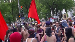 2. Nude protester with impressively full bush (9:51)