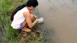 5. Amazing girl Fishing, Khmer Real Life Fishing At Siem Reap Cambodia starts at 1:23 and throughout
