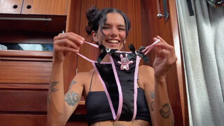 3. Sexy girl doing a panties try-on haul