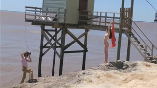 4. Nude model brushes the drapes, then the carpet (7:59)