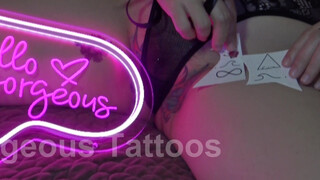 1. [VISIBLE THROUGHOUT] pierced pussy partially visible through panties