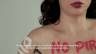 1. Author naked with “no piracy” writtten all over her body, 0:24 in “PIRATARIA NÃO – NO PIRACY – WWW.VANESSADEOLIVEIRA.NET”, uploaded 11 years ago